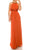 Odrella - 1698 Gathered Embellished Halter Crepe Chiffon Evening Dress Special Occasion Dress 00 / Orange