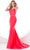 Panoply - 14098 Strap-Ornate Plunging Back Gown Special Occasion Dress 0 / Coral