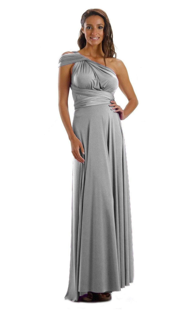 Poly USA - 7022 Long Convertible Twist and Tie Jersey Dress Special Occasion Dress XS / Gray