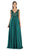 Poly USA - 8012 Embellished Lace Deep V-Neck Chiffon A-Line Dress Special Occasion Dress XS / Emerald