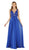 Poly USA - 8012 Embellished Lace Deep V-Neck Chiffon A-Line Dress Special Occasion Dress XS / Royal