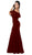 Poly USA - 8146 Flounce Off Shoulder Mermaid Jersey Dress Special Occasion Dress XS / Burgundy