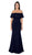 Poly USA - 8146 Flounce Off Shoulder Mermaid Jersey Dress Special Occasion Dress XS / Navy