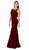 Poly USA - 8148 Sleeveless Illusion Scoop Jersey Trumpet Dress Special Occasion Dress XS / Burgundy