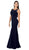 Poly USA - 8148 Sleeveless Illusion Scoop Jersey Trumpet Dress Special Occasion Dress XS / Navy
