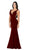 Poly USA - 8158 Sleeveless Illusion Plunging V Neckline Mermaid Dress Special Occasion Dress XS / Burgundy