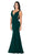 Poly USA - 8158 Sleeveless Illusion Plunging V Neckline Mermaid Dress Special Occasion Dress XS / Green