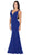 Poly USA - 8158 Sleeveless Illusion Plunging V Neckline Mermaid Dress Special Occasion Dress XS / Royal