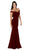 Poly USA - 8160 Off Shoulder Mermaid Jersey Dress Special Occasion Dress XS / Burgundy