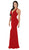 Poly USA - 8262 Deep V Neckline Halter Top Mermaid Evening Gown Special Occasion Dress XS / Red