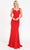 Poly USA - 8392 Strappy Notched Bodice Trumpet Dress Prom Dresses XS / Red