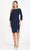 Poly USA - 8526 Quarter Sleeve Fitted High Slit Dress Holiday Dresses S / Navy