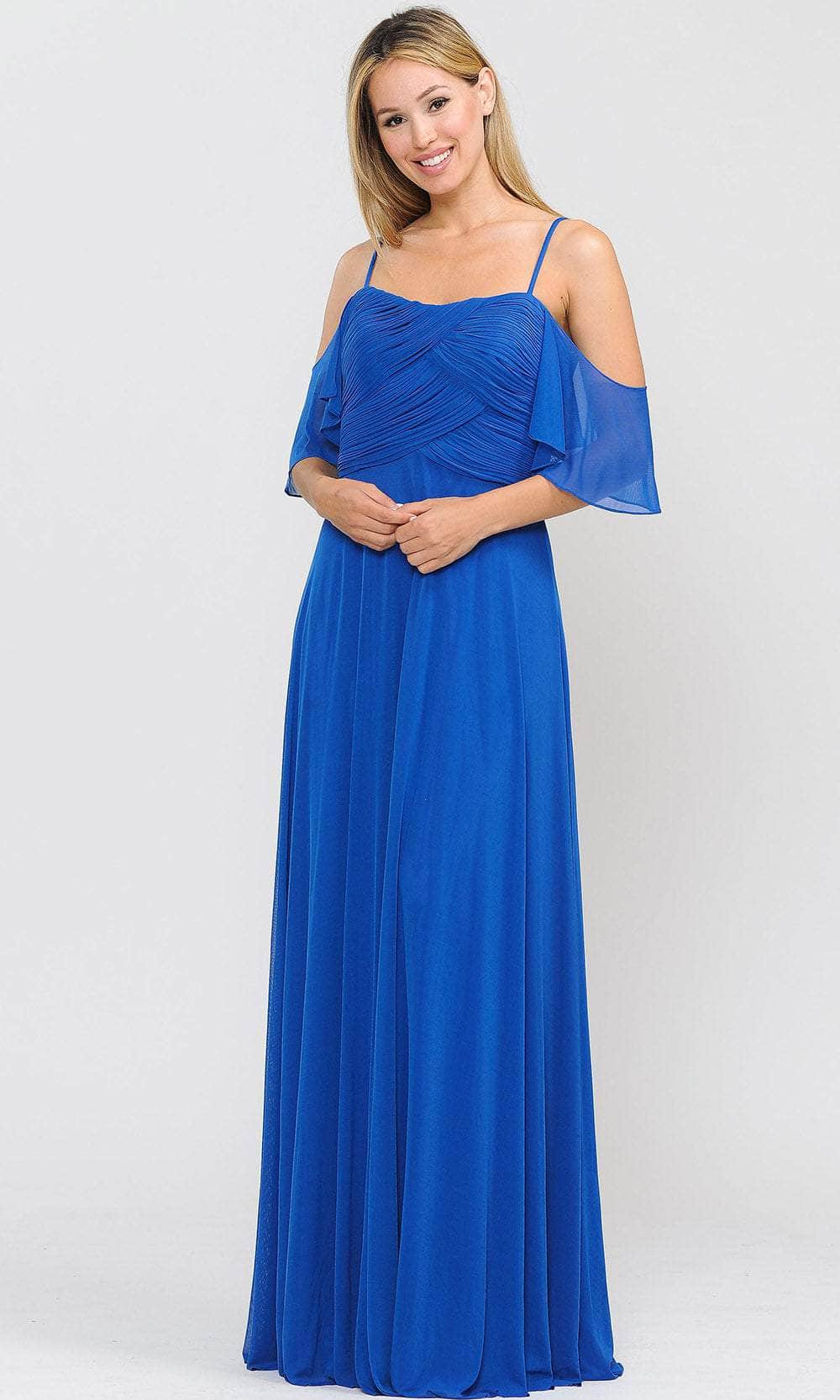 Poly USA 8552 Long A-line Cold Shoulder Dress | FormalDressShops Royal Blue / L Poly USA 8552 Long A-line Cold Shoulder Dress | FormalDressShops Royal Blue / L