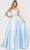 Poly USA 8684 - Lace-Up Back Styled Mikado A-Line Dress Special Occasion Dress S / Blue