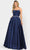 Poly USA 8684 - Lace-Up Back Styled Mikado A-Line Dress Special Occasion Dress XS / Navy