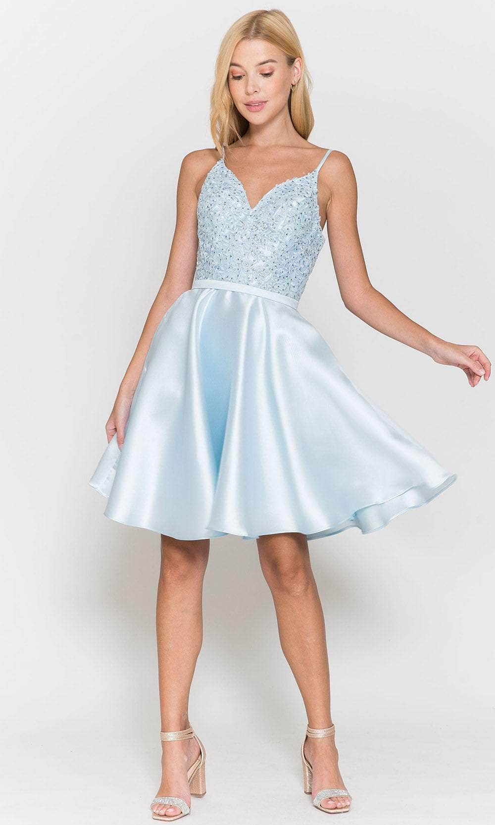 A-Line Short Homecoming Dress with Pockets - PromGirl Blue / 2XLarge A-Line Short Homecoming Dress with Pockets - PromGirl Blue / 2XLarge