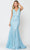 Poly USA 8704 - Sleeveless Deep V-neck Long Gown Prom Dresses XS / Blue