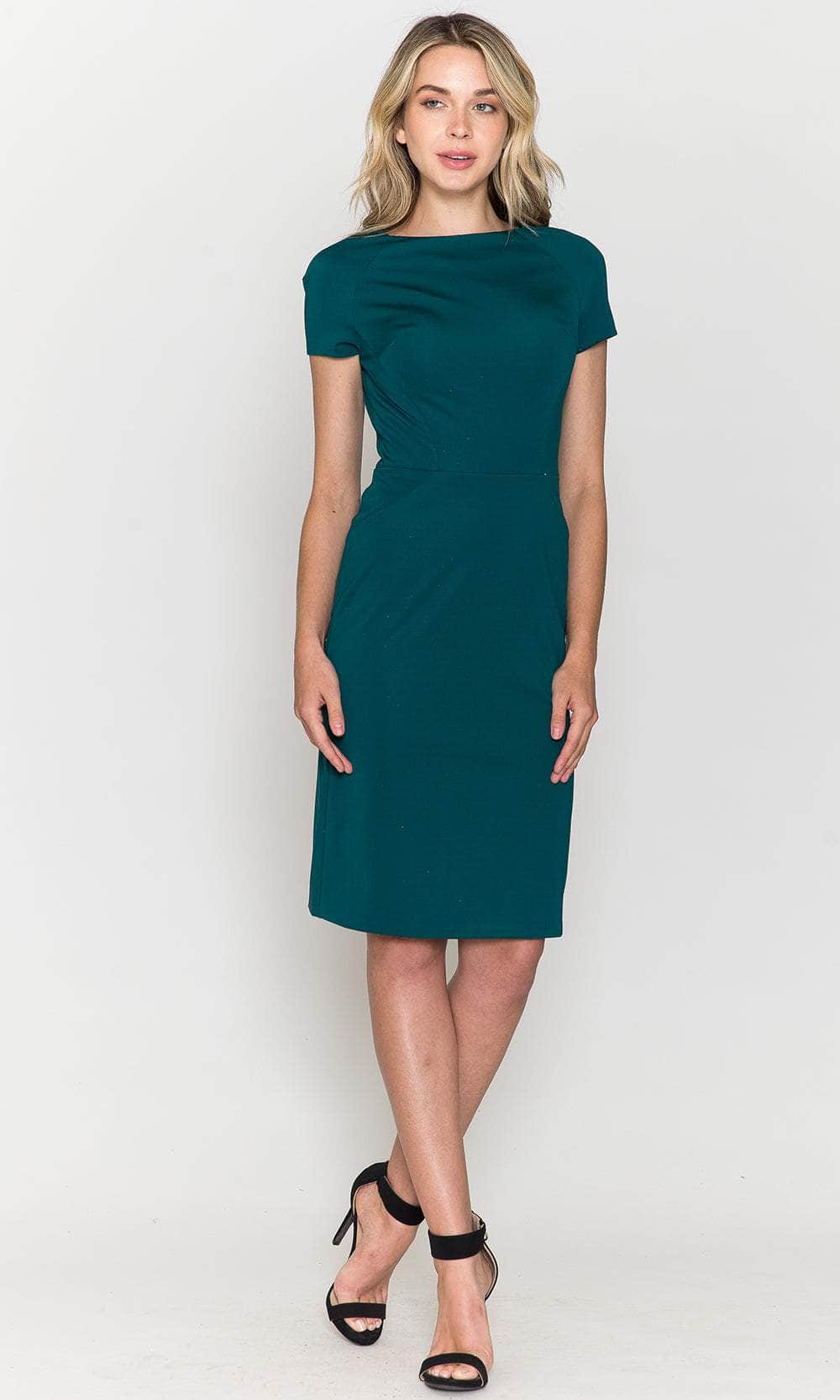 Poly USA 8774 Fitted Short Sleeve Cocktail Dress | FormalDressShops Emerald / XL Poly USA 8774 Fitted Short Sleeve Cocktail Dress | FormalDressShops Emerald / XL