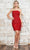 Poly USA 8932 - Sequined Bodycon Short Dress Cocktail Dresses XS / Red