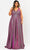 Poly USA W1036 - Plunging Neckline Metallic Glittered Dress Special Occasion Dress