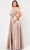 Poly USA W1058 - Off-shoulder Semi-sweetheart Evening Gown In Brown