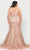 Poly USA W1092 - Glitter Mermaid Evening Gown In Pink and Gold