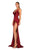 Portia and Scarlett - Hugo Gown Ruched Slit Gown Prom Dresses 0 / Deep Red