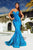 Portia and Scarlett - PS21208 Strapless Velvet Sequin Gown Prom Dresses 0 / Bright Turquoise