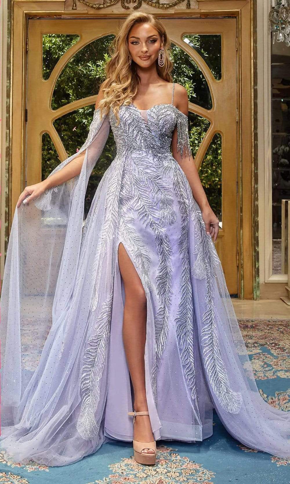 Portia and Scarlett - PS22911 Enchanting Fern Detailed A-Line Dress Couture Candy Portia and Scarlett - PS22911 Enchanting Fern Detailed A-Line Dress Couture Candy