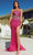 Portia and Scarlett PS23273 - Feathered High Slit Prom Gown Special Occasion Dress 0 / Hot Pink