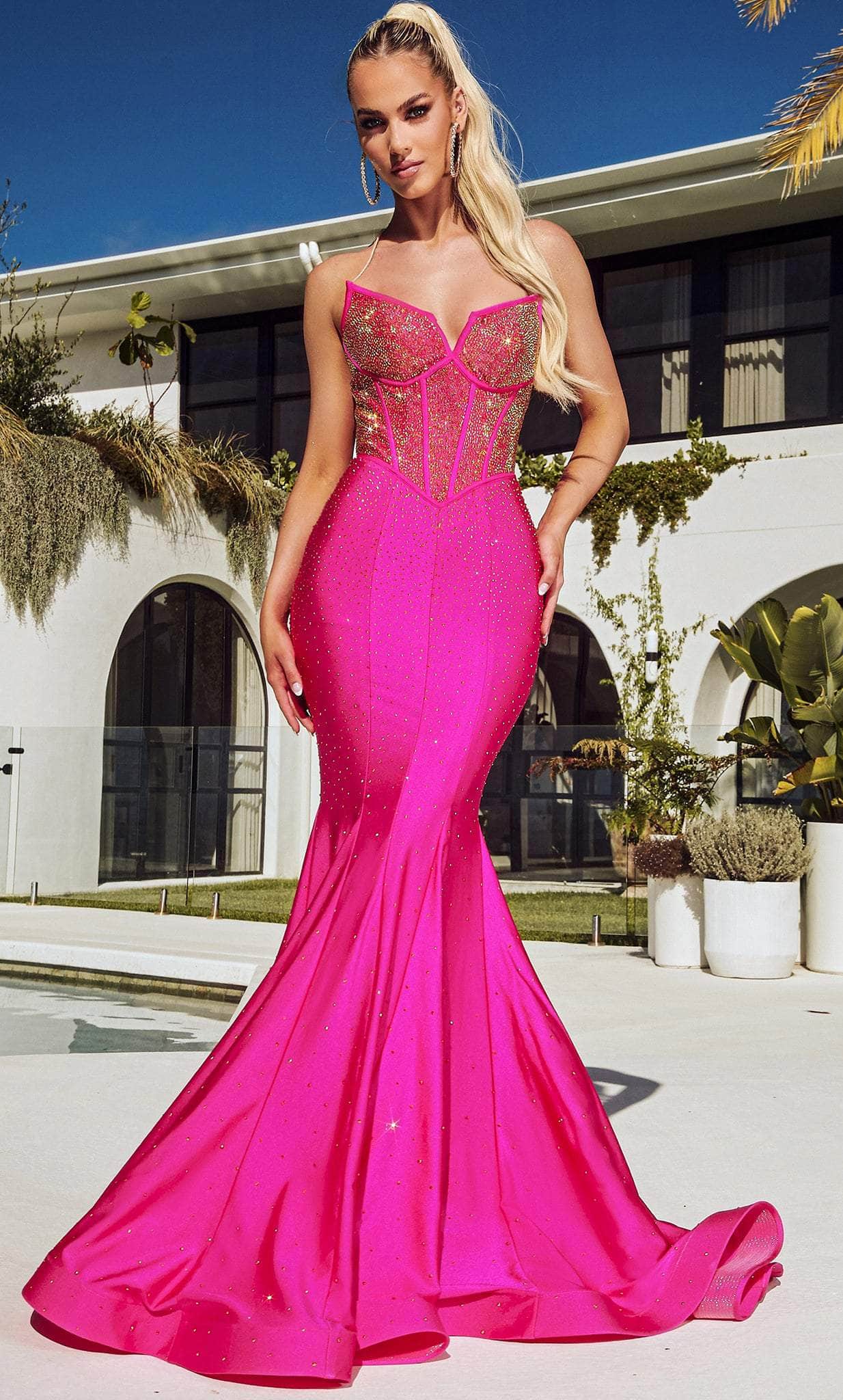 Portia and Scarlett PS23360 - Sleeveless Seamed Mermaid Long Prom Gown Couture Candy Portia and Scarlett PS23360 - Sleeveless Seamed Mermaid Long Prom Gown Couture Candy