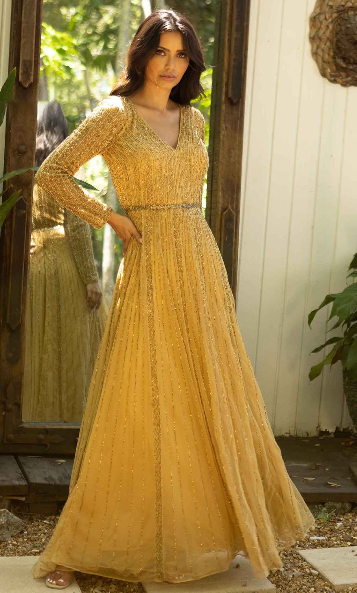 Primavera Couture 12010 Long Sleeve Mother of The Bride Dress | Formal Dress Shops Caramel / 6 Primavera Couture 12010 Long Sleeve Mother of The Bride Dress | Formal Dress Shops Caramel / 6