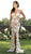 Primavera Couture - 3073 Beaded V-neck Sheath Dress With Slit Special Occasion Dress 0 / Nude Multi