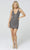 Primavera Couture - 3138 Bejeweled Plunging V-neck Cocktail Dress Special Occasion Dress 00 / Pewter