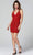 Primavera Couture - 3138 Bejeweled Plunging V-neck Cocktail Dress Special Occasion Dress 00 / Red