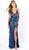 Primavera Couture - 3211 Strappy Plunging V-neck Gown with Slit Special Occasion Dress 0 / Midnight Multi