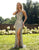 Primavera Couture - 3295 Sequined Scroll Motif High Slit Gown Special Occasion Dress 0 / Pebble