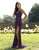 Primavera Couture - 3295 Sequined Scroll Motif High Slit Gown Special Occasion Dress 0 / Plum