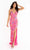 Primavera Couture - 3748 Colorful Butterfly Plunging V Neckline Long Gown Special Occasion Dress 00 / Neon Pink