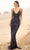 Primavera Couture 3793 - Deep V-Neck Sheath Evening Gown Special Occasion Dress 000 / Midnight