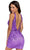 Primavera Couture 3807 - Bejeweled Appliqued V-Neck Cocktail Dress In Purple