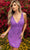 Primavera Couture 3807 - Bejeweled Appliqued V-Neck Cocktail Dress In Purple