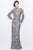 Primavera Couture - Long Sleeve Luxurious Floral Sequined Long Sheath Gown  1401 Mother of the Bride Dresses 0 / Platinum