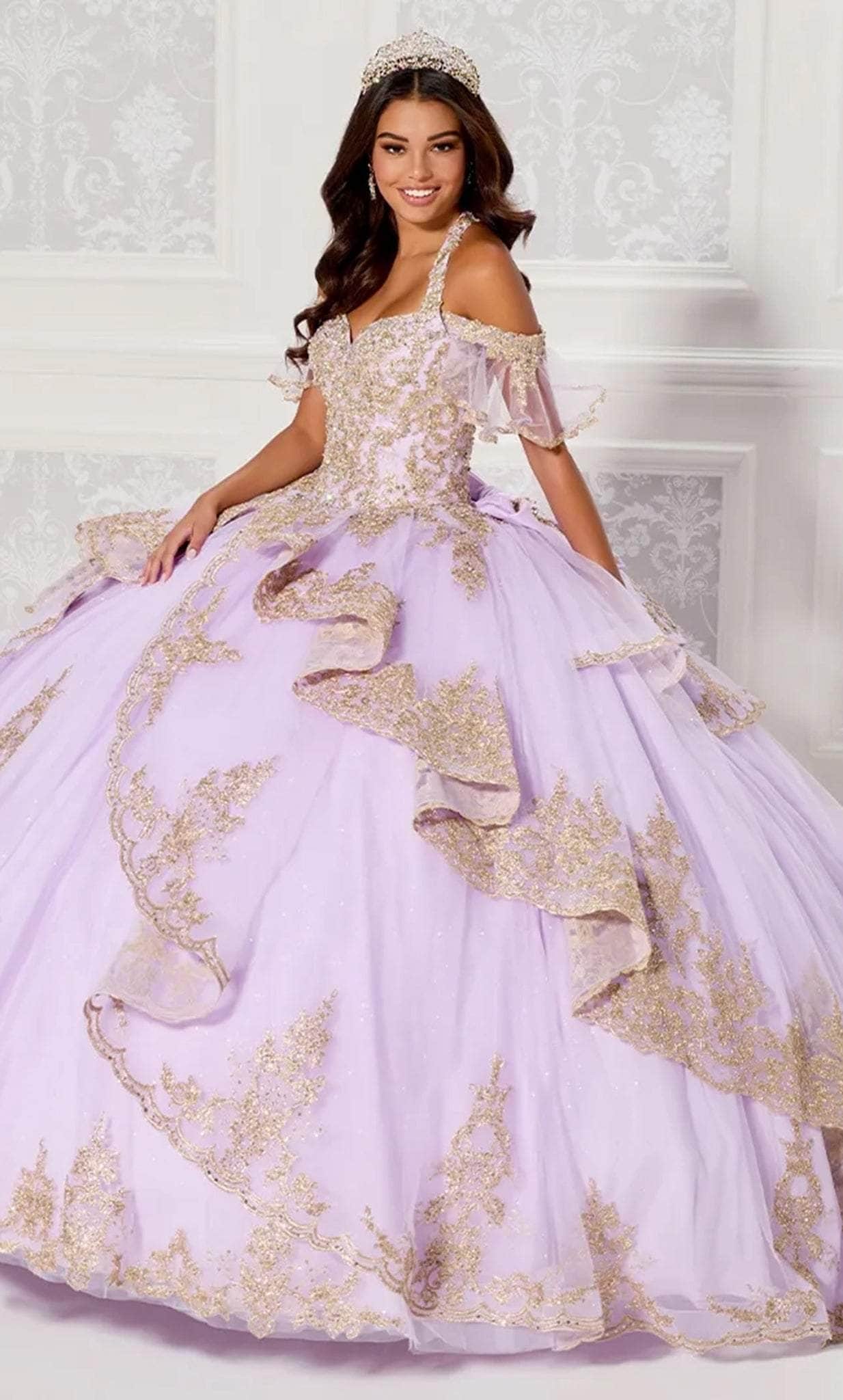 lilac and gold quinceanera dresses Vintage Lilac Princess Ball Gowns Gold Lace Quinceanera Dresses 66908 Viniodress