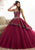 Quinceanera Collection - 26873 Illusion Jewel Pleated Ballgown Special Occasion Dress 0 / Sangria