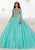Quinceanera Collection - 26875 Beaded Long Sleeves Ballgown Special Occasion Dress 0 / Aqua Multi/Aqua