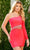 Rachel Allan 40176 - Asymmetric Fringed Accent Cocktail Dress Cocktail Dresses 00 / Watermelon