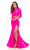 Rachel Allan - 70138 High Neck Trumpet Evening Dress Prom Dresses 00 / Neon Pink