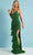 Rachel Allan 70322 - V-Neck Tiered Fringed Prom Gown Special Occasion Dress 00 / Emerald