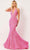 Rachel Allan 70413 - Mermaid Sequined Plunging Gown Special Occasion Dress 00 / Hot Pink
